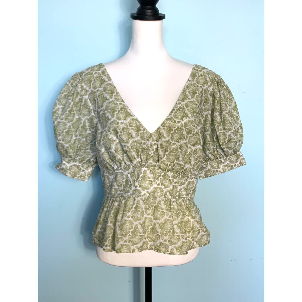 J. Crew V-neck Puff-Sleeve Top in Ornate Paisley Size 10 - Picture 3 of 9